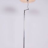Czech Bauhaus Floor Lamp, Textile Lamp Shade, Chrom-Plated Steel, 1920s