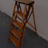 Old and very beautiful restored wooden stepladder 1920/40