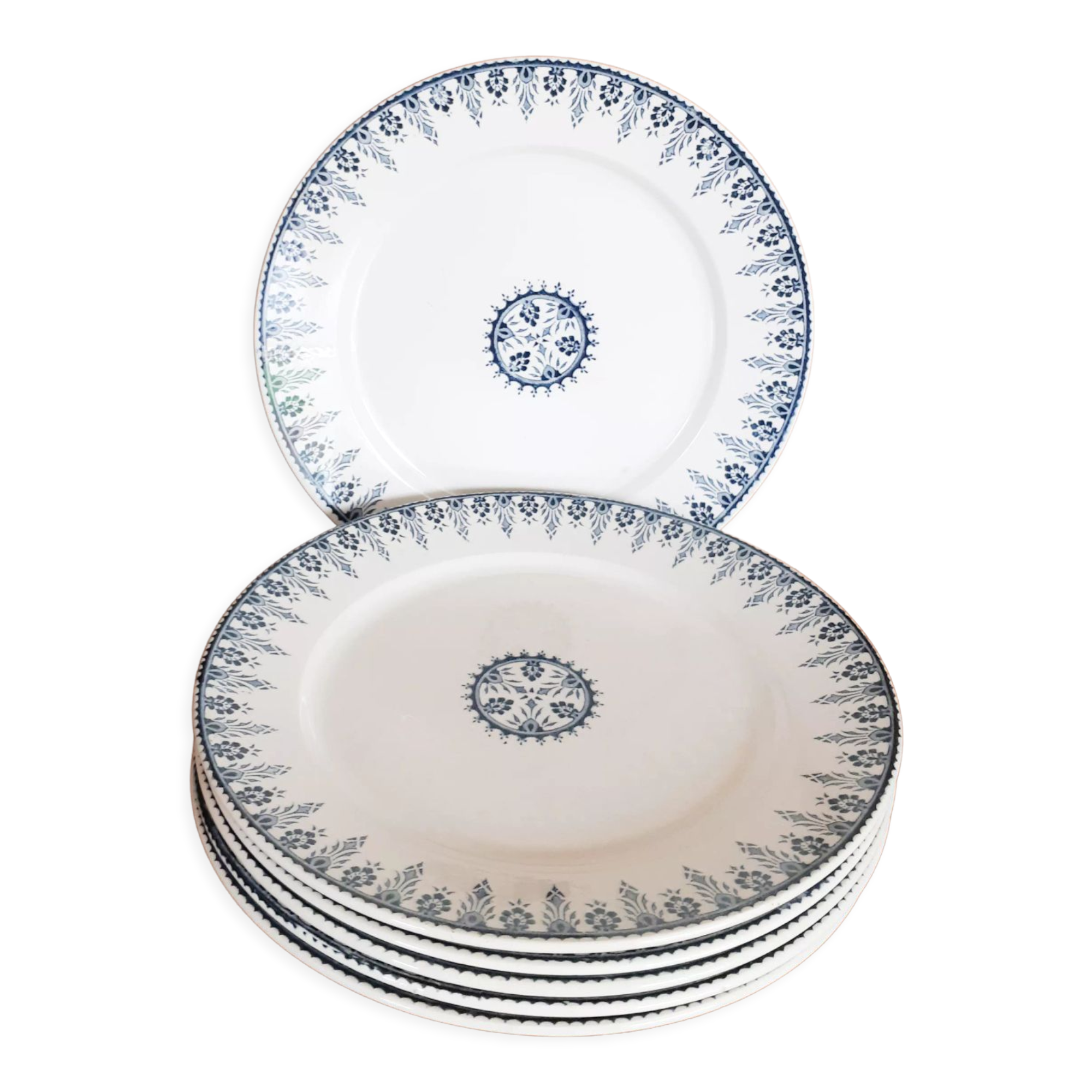 Flat earthenware plates from Sarreguemines Digoin, Algiers model