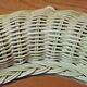 Vintage French White Oval Rattan Mirror Plywood Back Hanging Hook.
