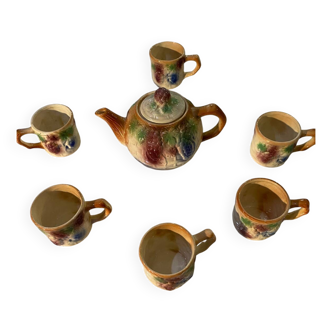 Vintage earthenware teapot and cup set