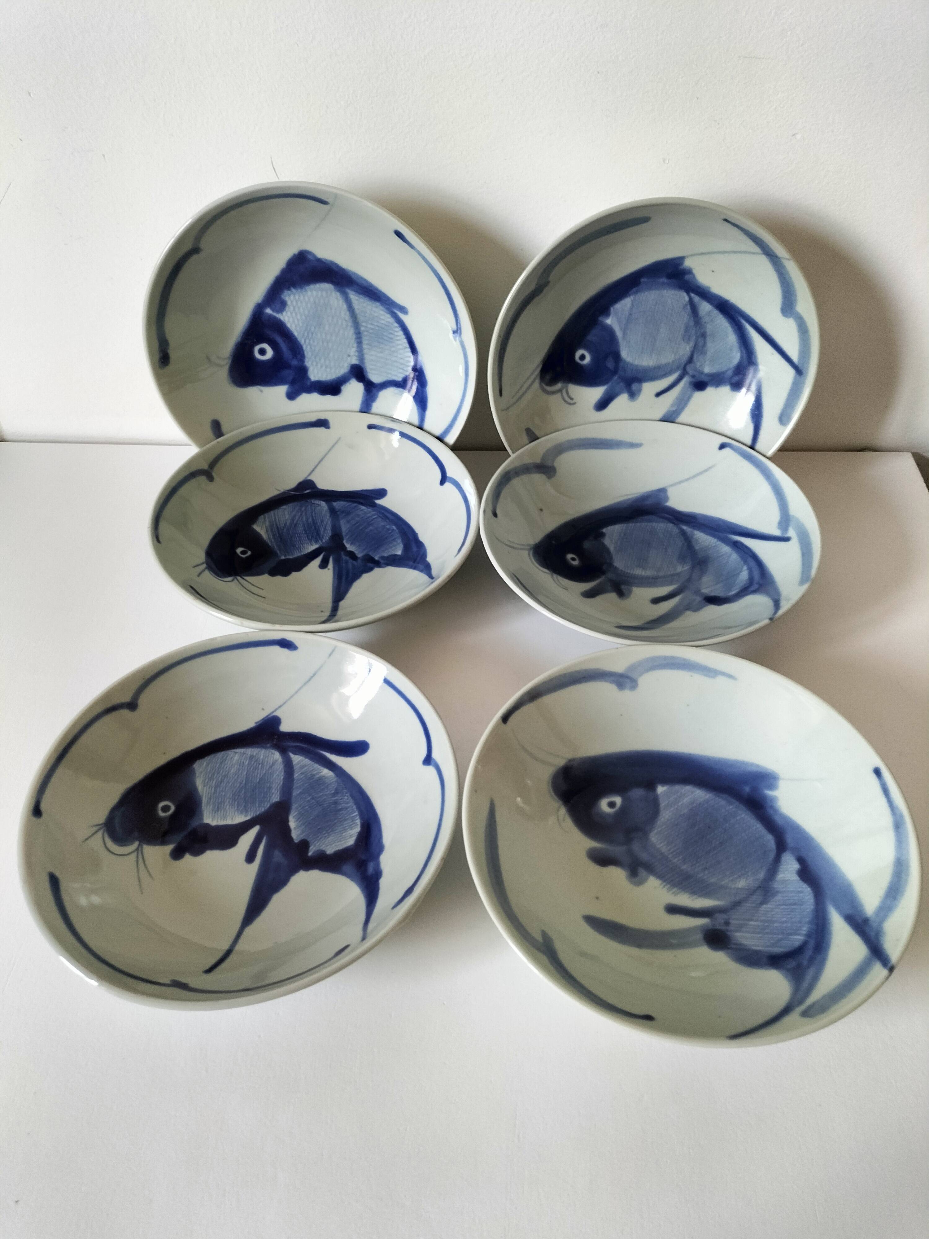 6 assiettes creuses chinoises vintage