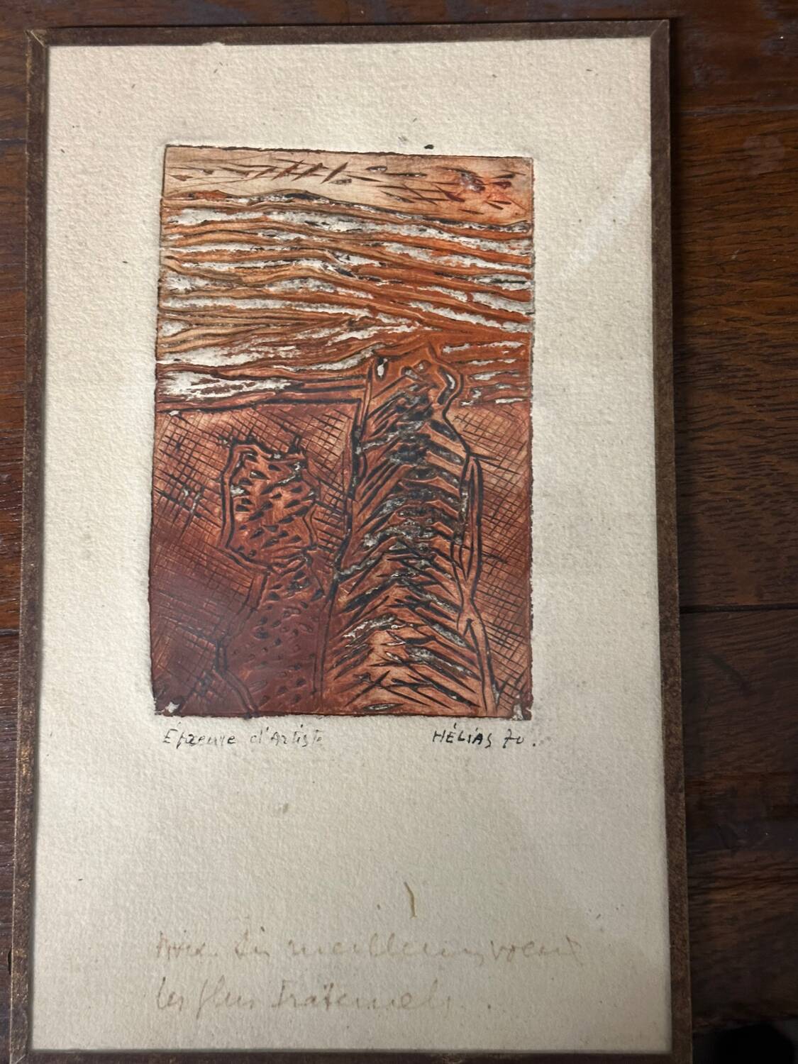 Serge Helias (1923-2007), relief engraving - artist's proof signed 1970
