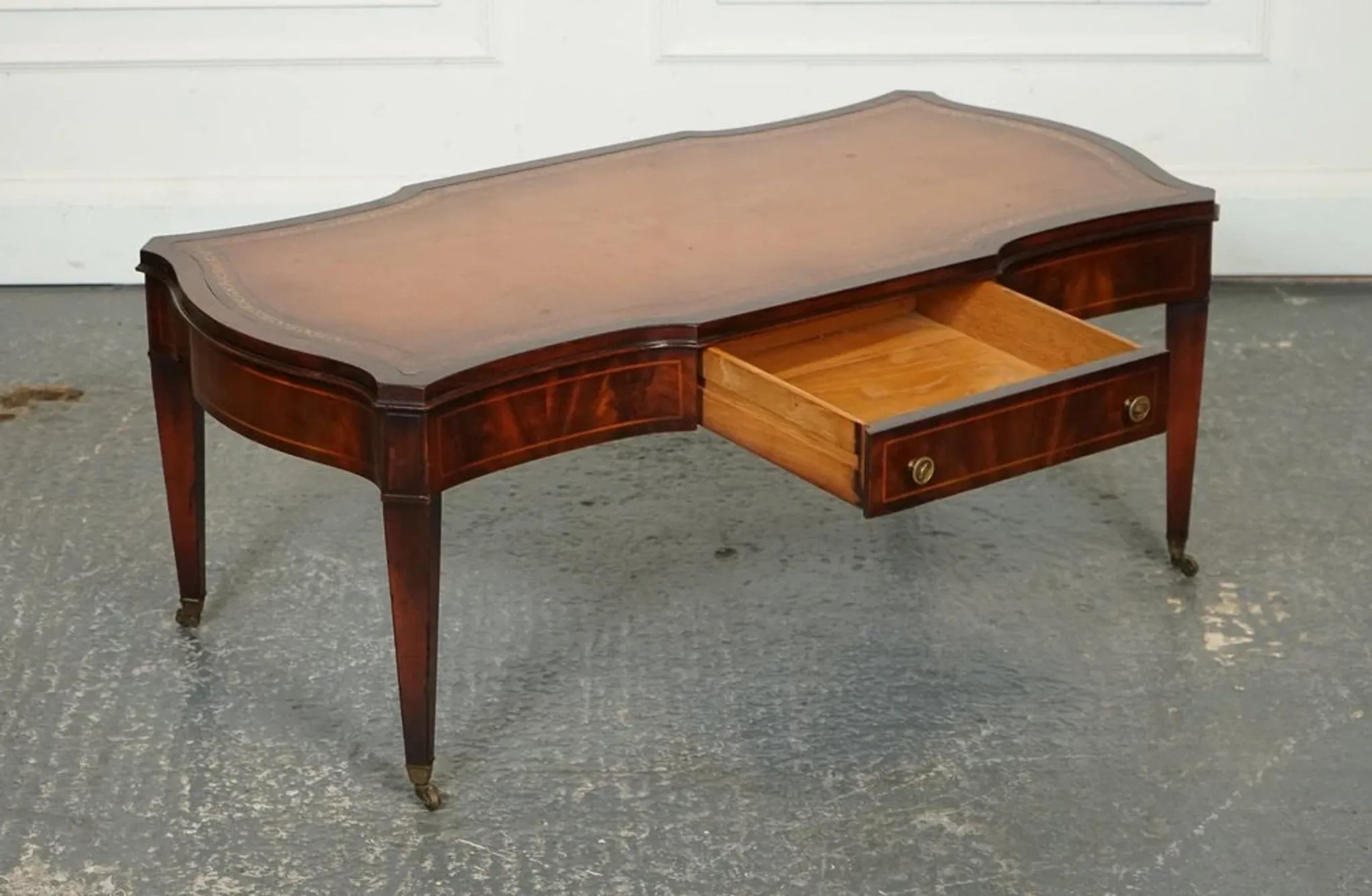 Heirloom Vintage Brown Leather Coffee Table by Weiman