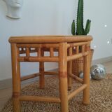 Hexagonal bamboo side table - vintage