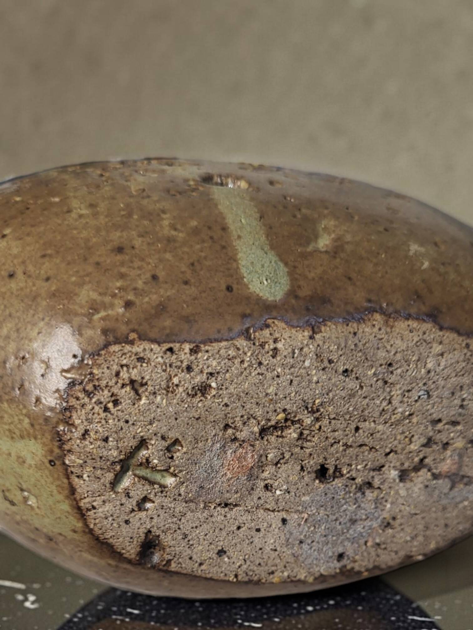 Stoneware single flower vase, signed.