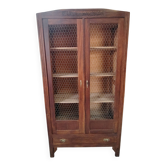 Armoire Art Déco en bois massif restaurée aux portes grillagées estampillée