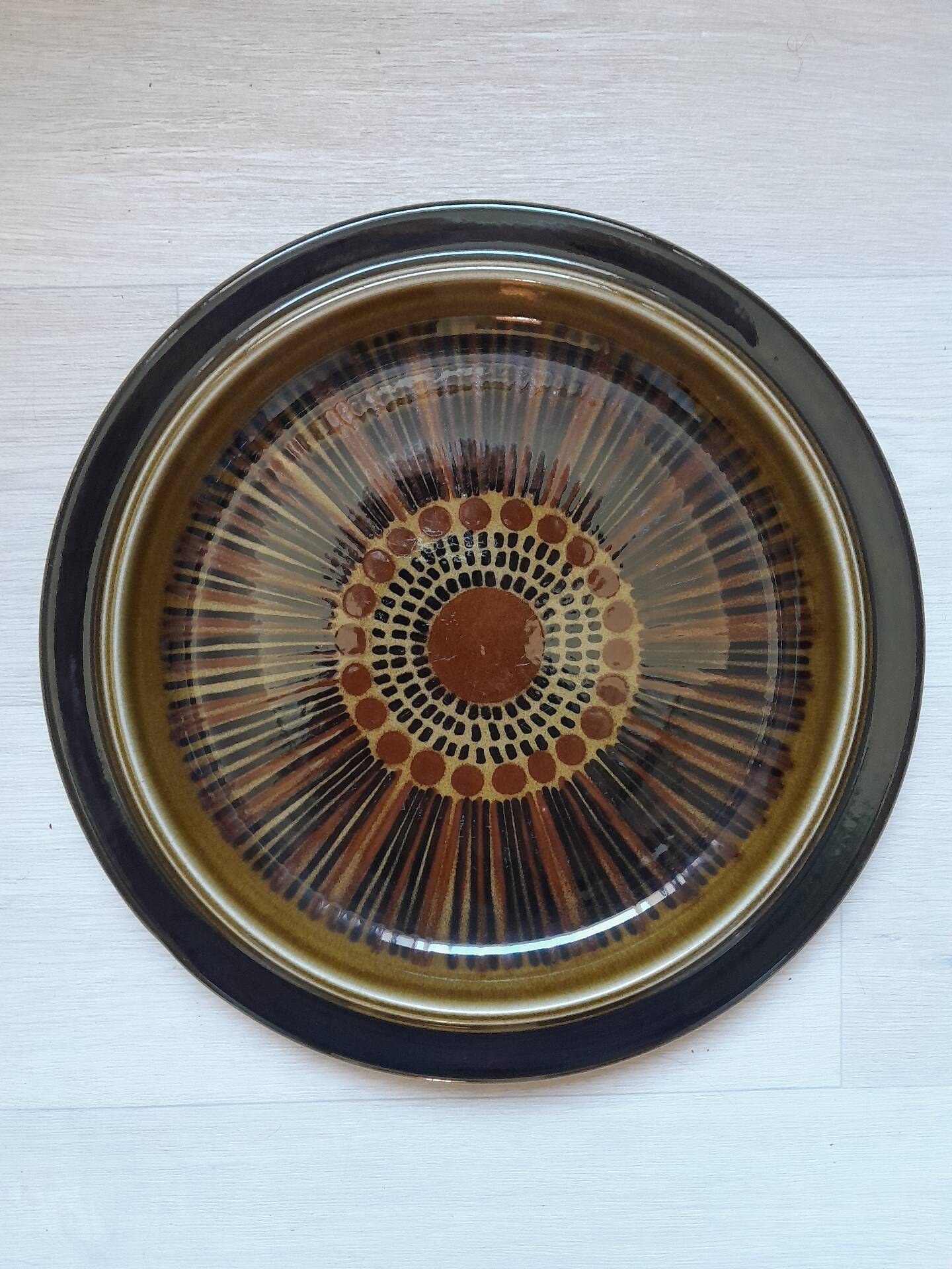 Grand plat de service "Kosmos" en grès, Arabia Finland - 1970