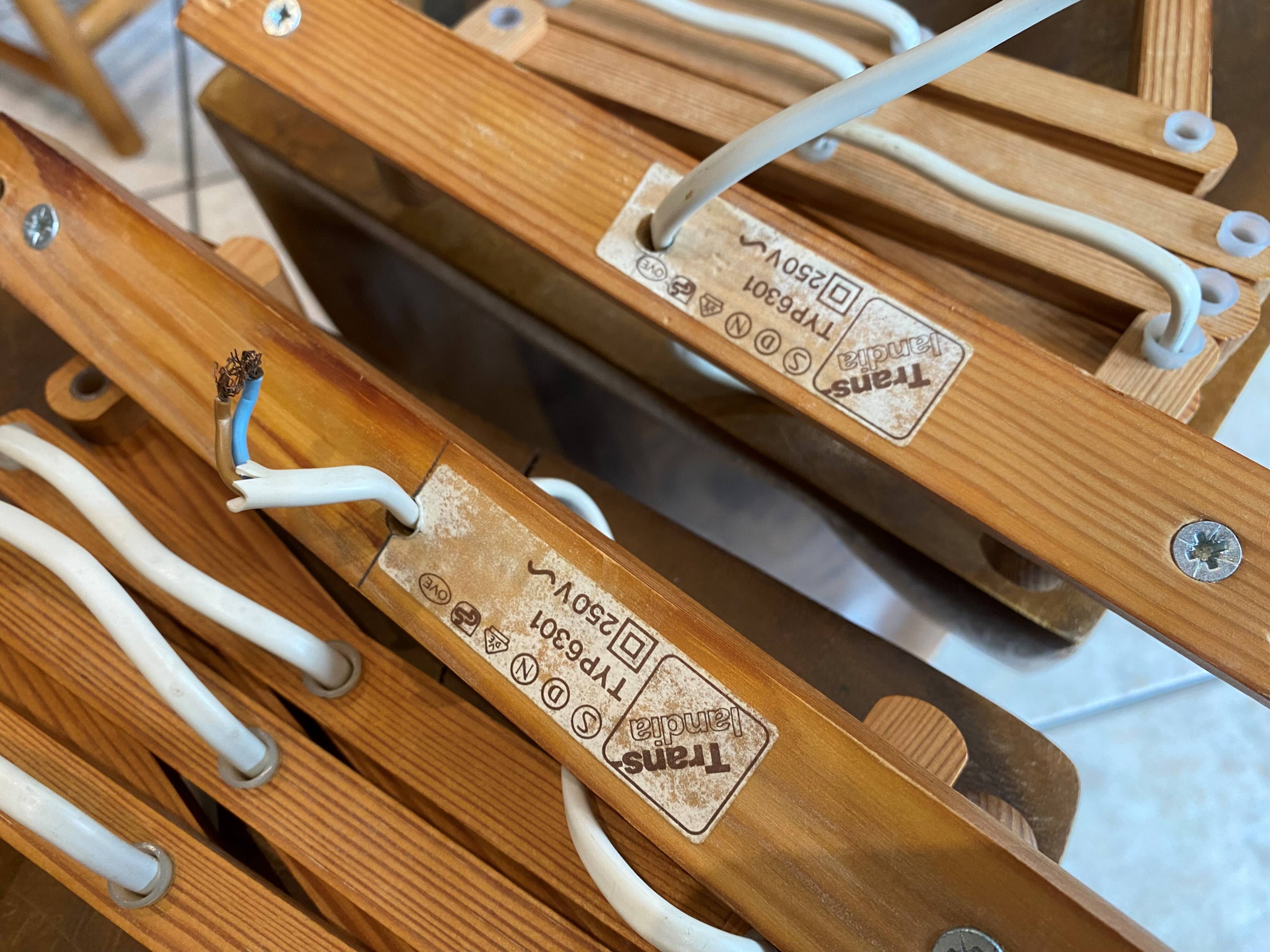 Pair of Translandia Denmark Scandinavian vintage wooden articulated wall lights 1960s