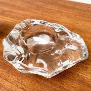 Mid-century Scandinavian heavy frosted glass table and ashtray, 1960s, set of 2.