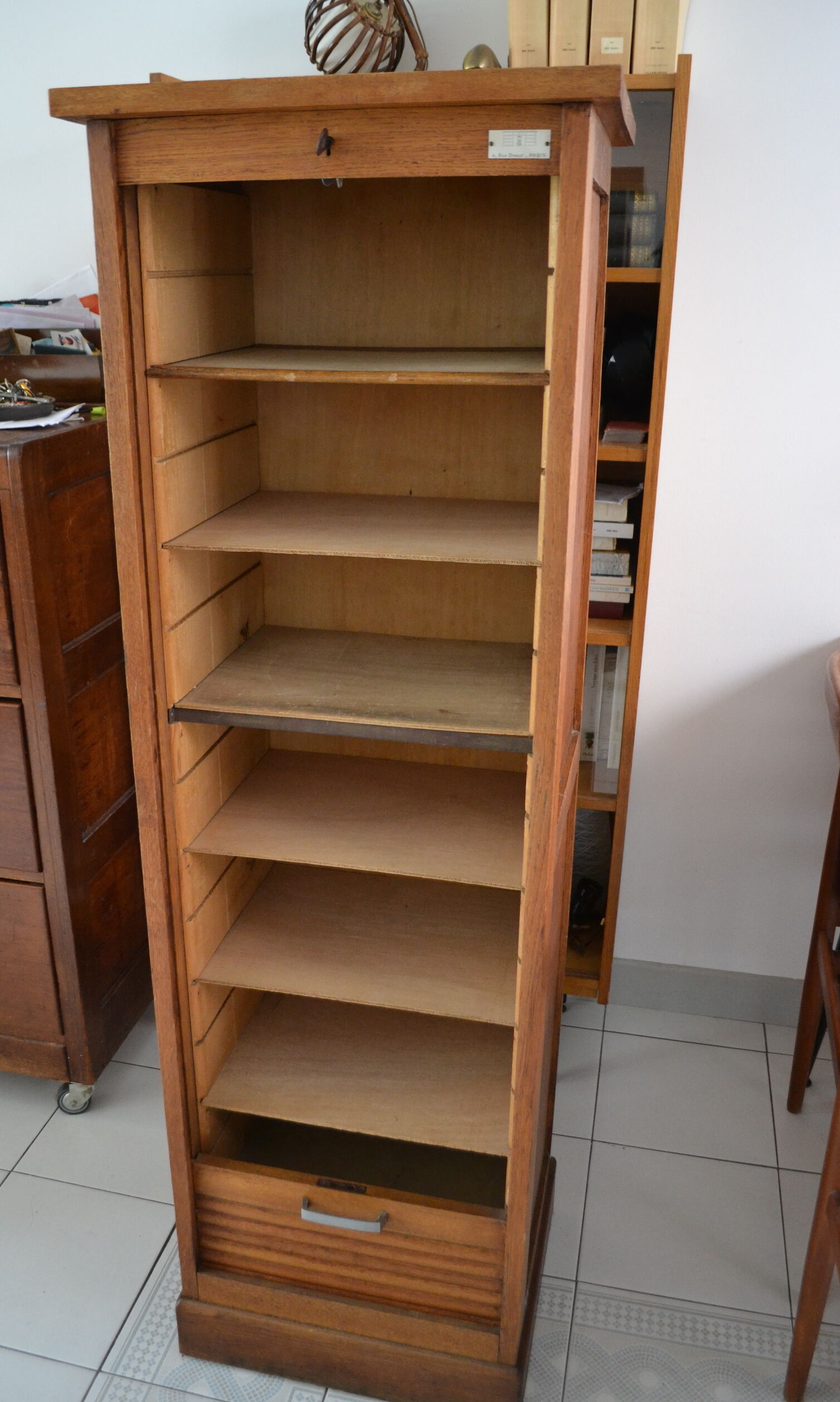 Solid oak curtain cabinet 50s 60s