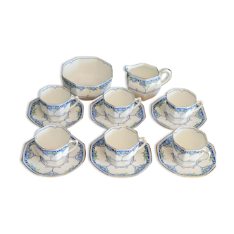 Ancien service café thé porcelaine Royal Doulton Arvon 6 personnes art déco 1930