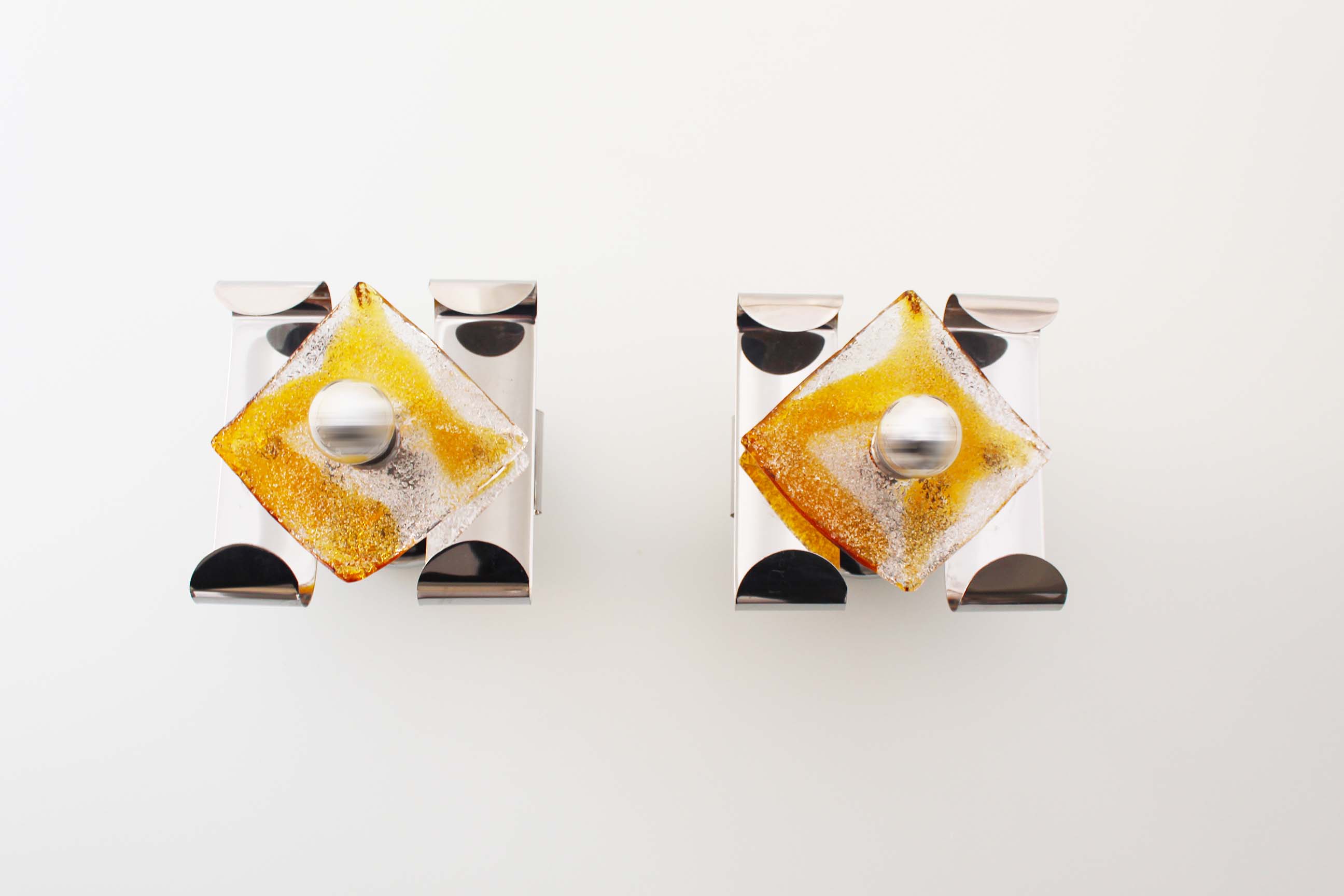 Pair of 1970's Murano Glass Wall Sconces by AV Mazzega