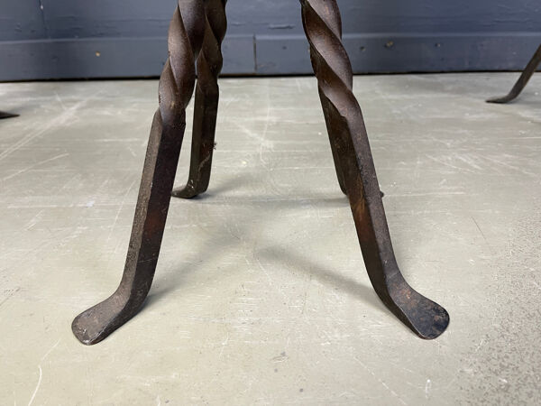 Tabourets de bar en fer forgé vintage français, années 1960 - ensemble de 3