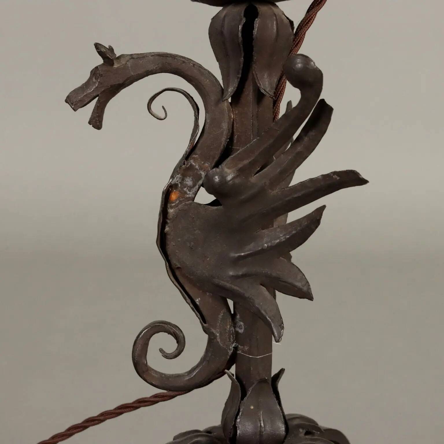 Antique table lamp in Neo-Renaissance style, iron, 20th century
