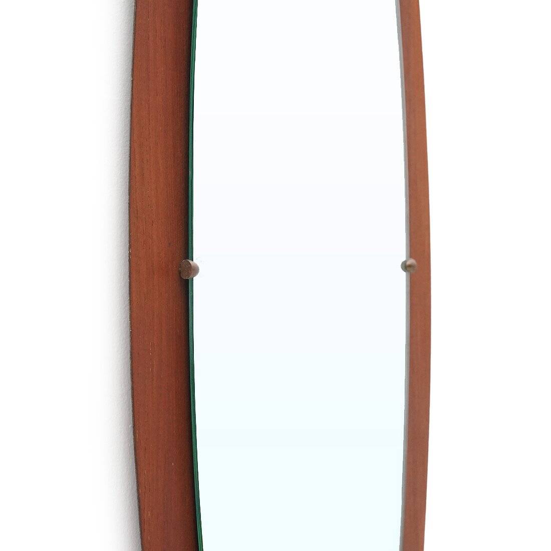 Oval wall mirror in teak, 1960s
