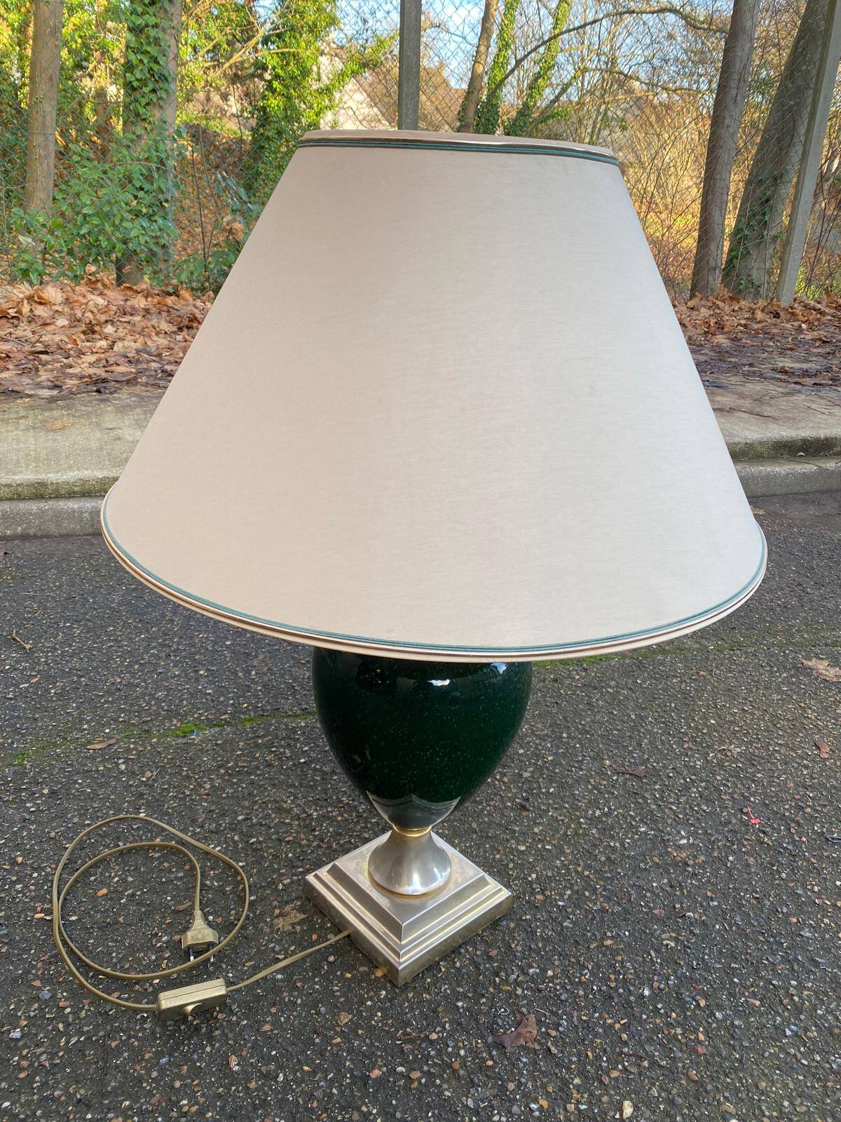 1960s lamp in green lacquered ceramic