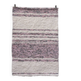 Handwoven recycled cotton rug - Pink and white