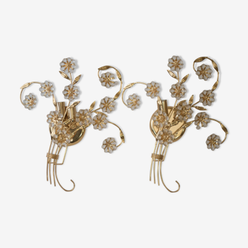 Pair of wall light Italian "Bouquets of flowers"