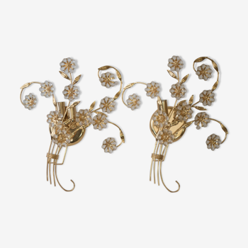 Paire d'applique italiennes "Bouquets de fleurs"