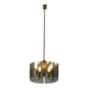Grey glass chandelier with a brass body, 1960, Italy