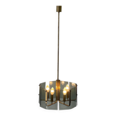 Suspension en verre gris et corps en laiton, 1960, Italie