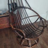 Swivel rattan armchair