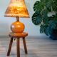 Lampe grés et laine brut, signée Alain Blanchard, 1970