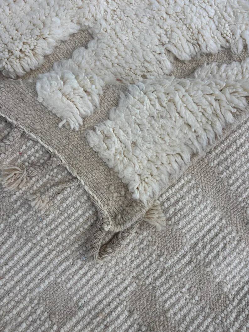 Tapis marocain beni ourain en laine 200x300 cm– grand tapis berbère – Tapis Berbère fait main en laine – décoration salon bohème chic