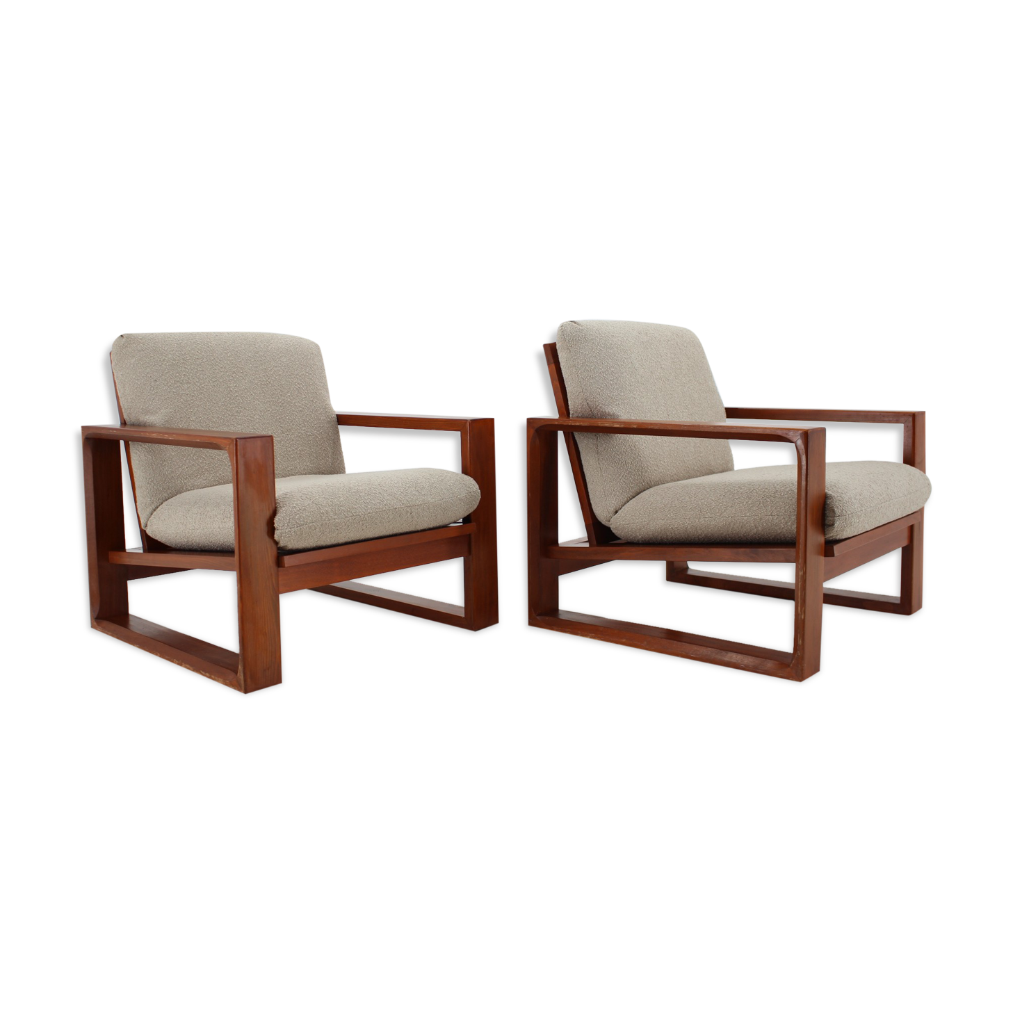 1960s Miroslav Navratil Pair of  Armchairs in Bouclé Upholstery