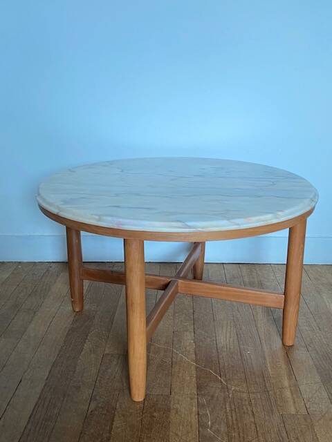 Vintage pink marble coffee table