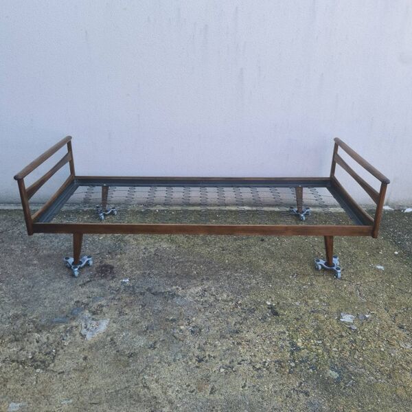 Lit 1 place, daybed scandinave en teck pied compas 1960