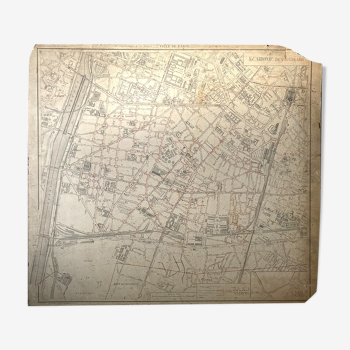 Carte ancienne cartonnée de Paris, 15ème Arrondissement