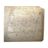 Old cardboard map of Paris, 15th Arrondissement