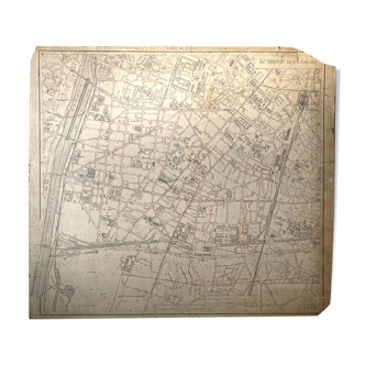 Carte ancienne cartonnée de Paris, 15ème Arrondissement