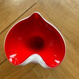 Opaline vase green white red anthurium