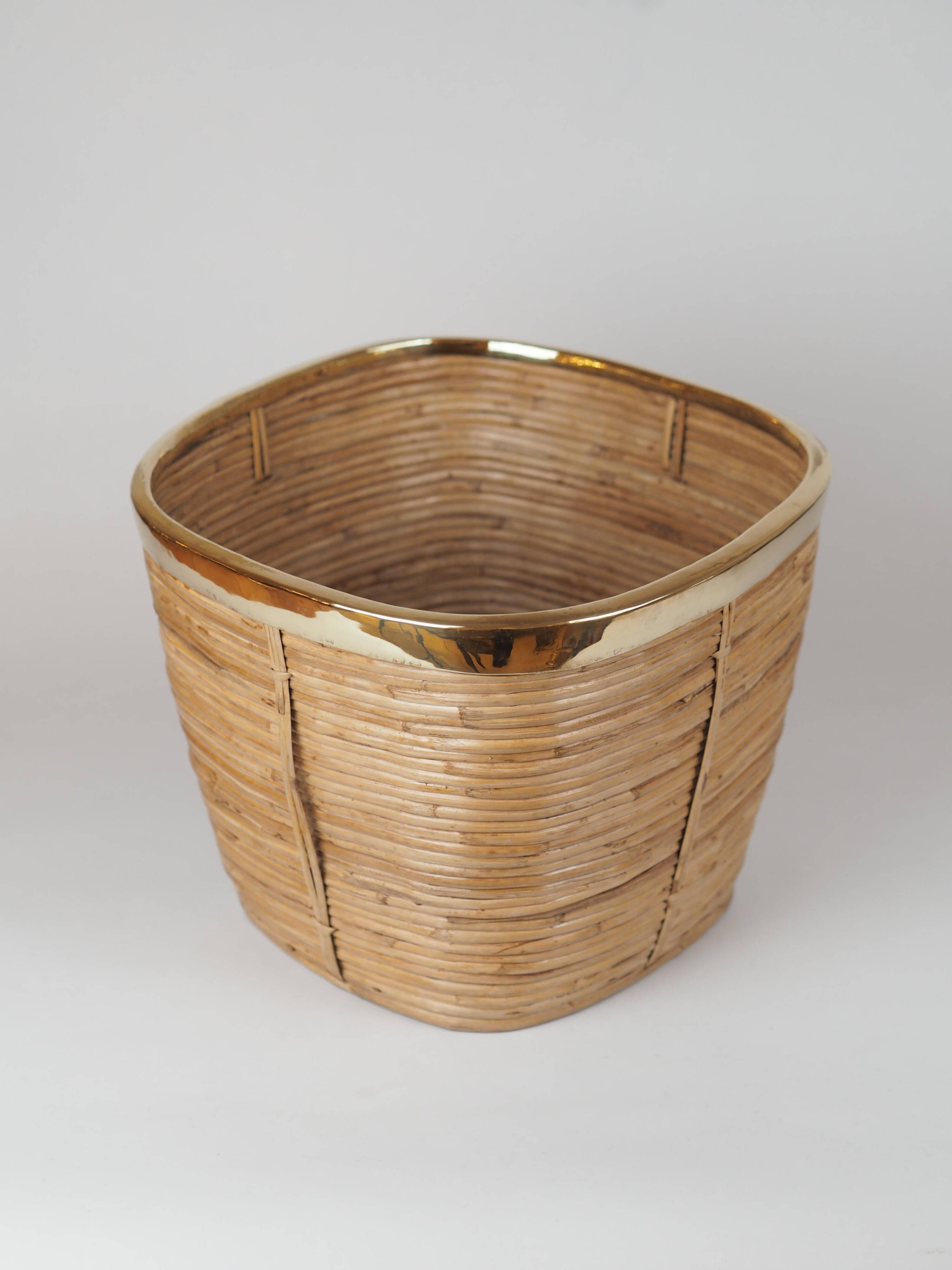 Vintage Italian style pencil holder and brass planter or basket.