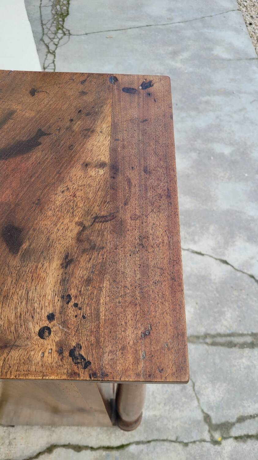 Chevet table de nuit Empire à colonnes Détachées en noyer 19ème