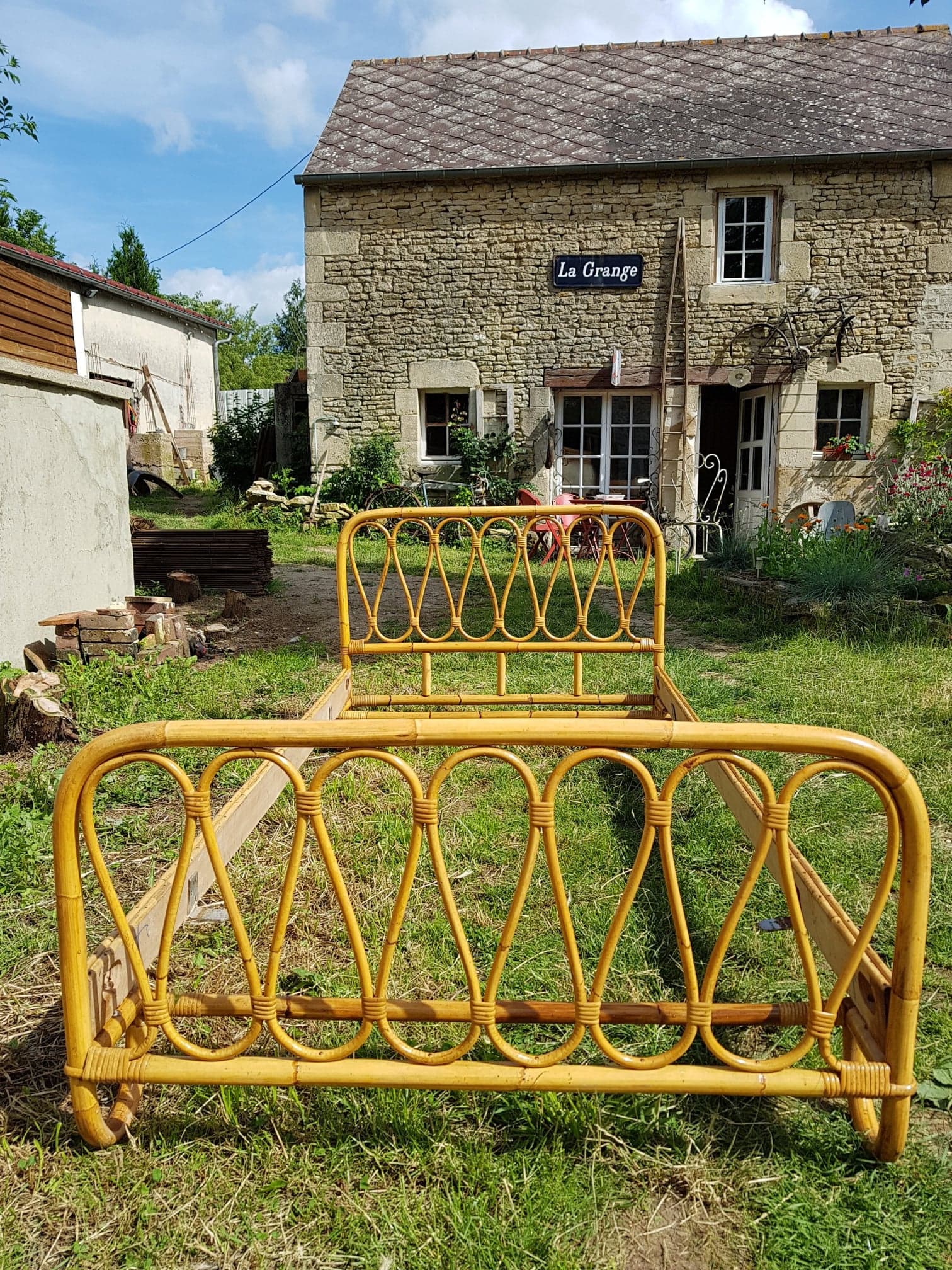 Bed rattan a person
