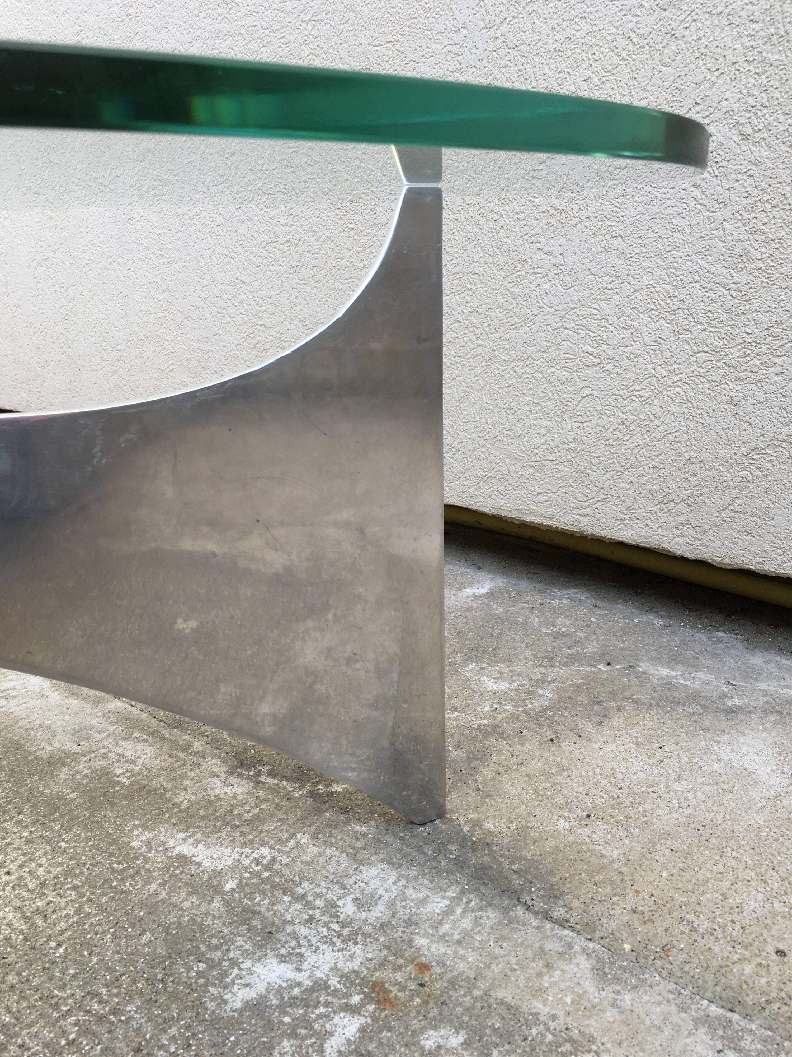 Glass and metal coffee table