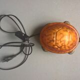 Turtle night light, patinated bronze and glass paste 1980