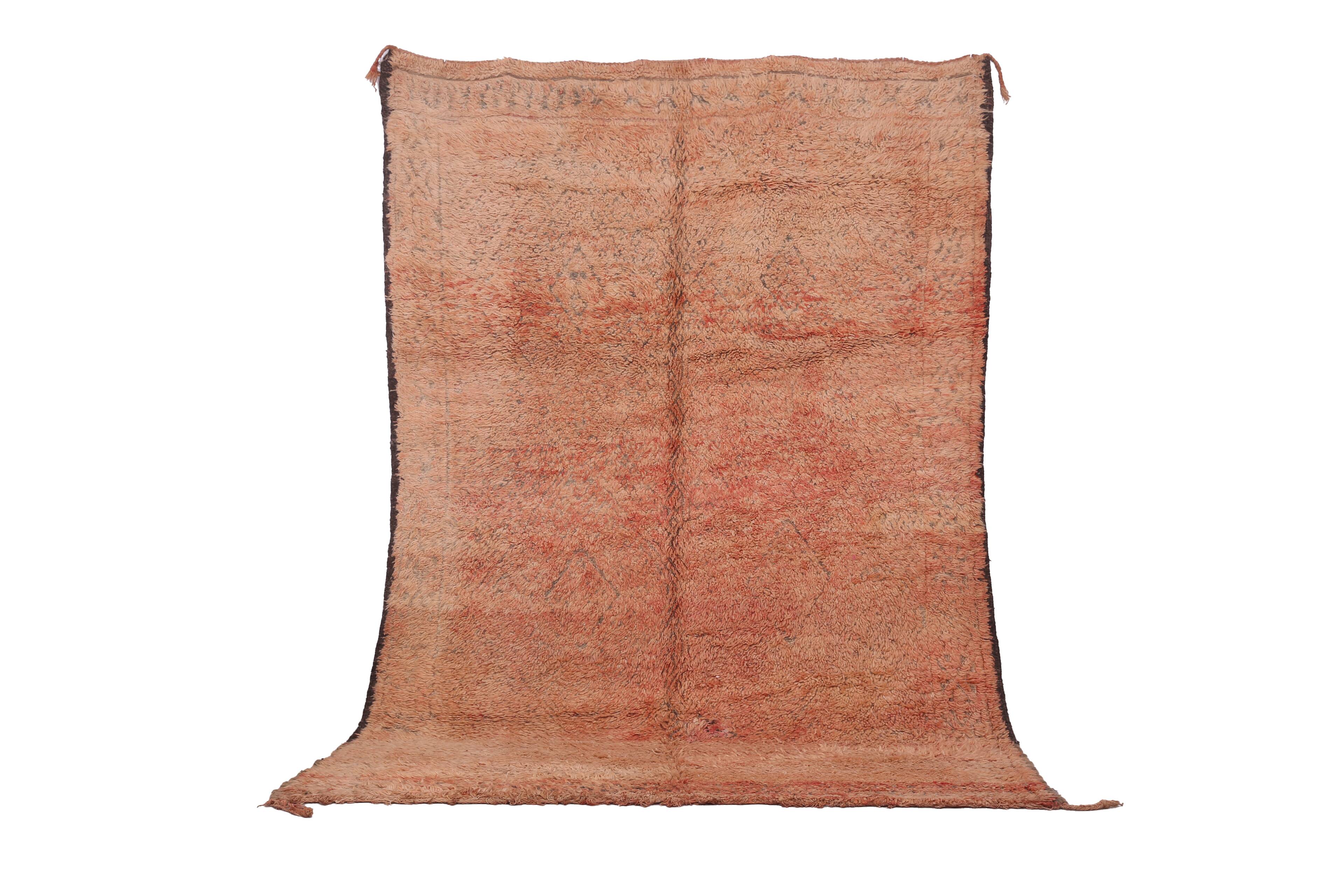 Peach Vintage Moroccan Rug 183 x 274 cm, Berber Wool Rug, Bohemian Rug