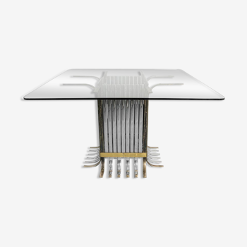 Dining table steel brass 70