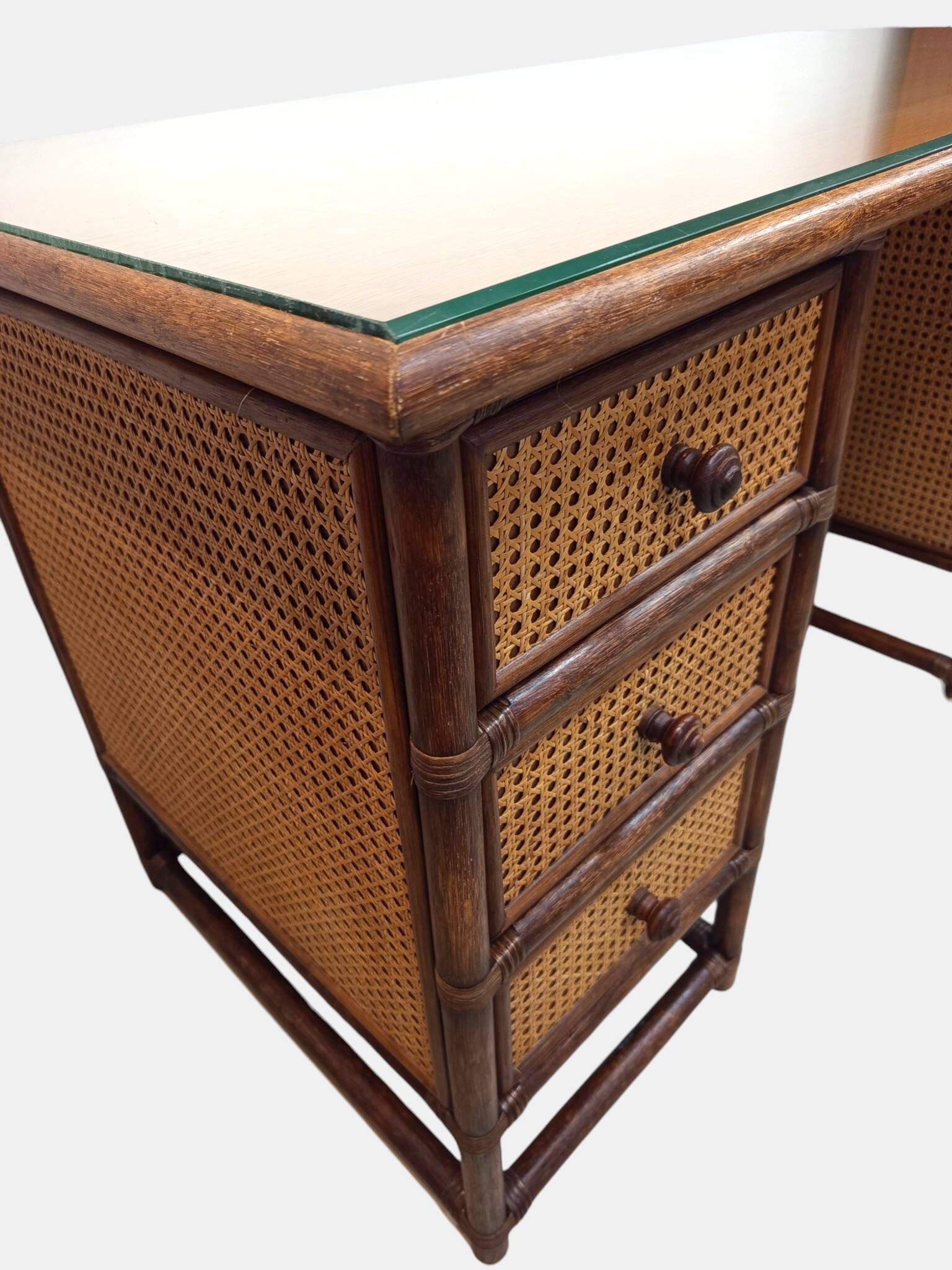 Vintage bamboo and cane desk