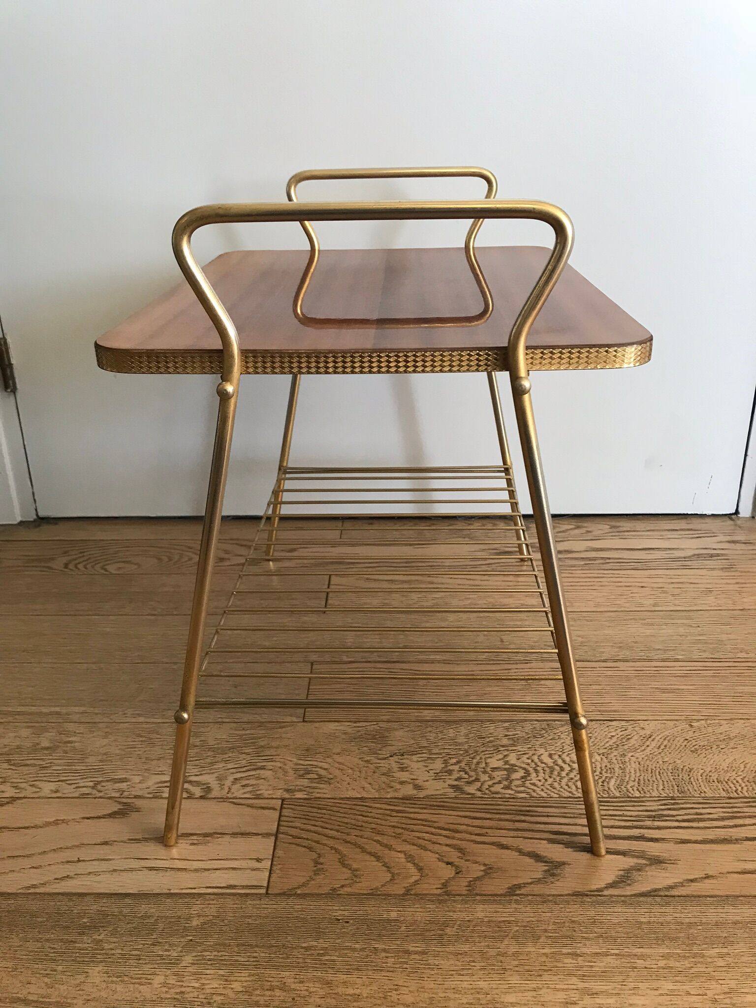Side table gold plate vintage formica
