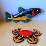Ceramic fish and crab 1960