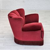 1960s, Danish relax armchair, original condition, red furniture velour.