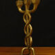 Brutalist bronze chandelier