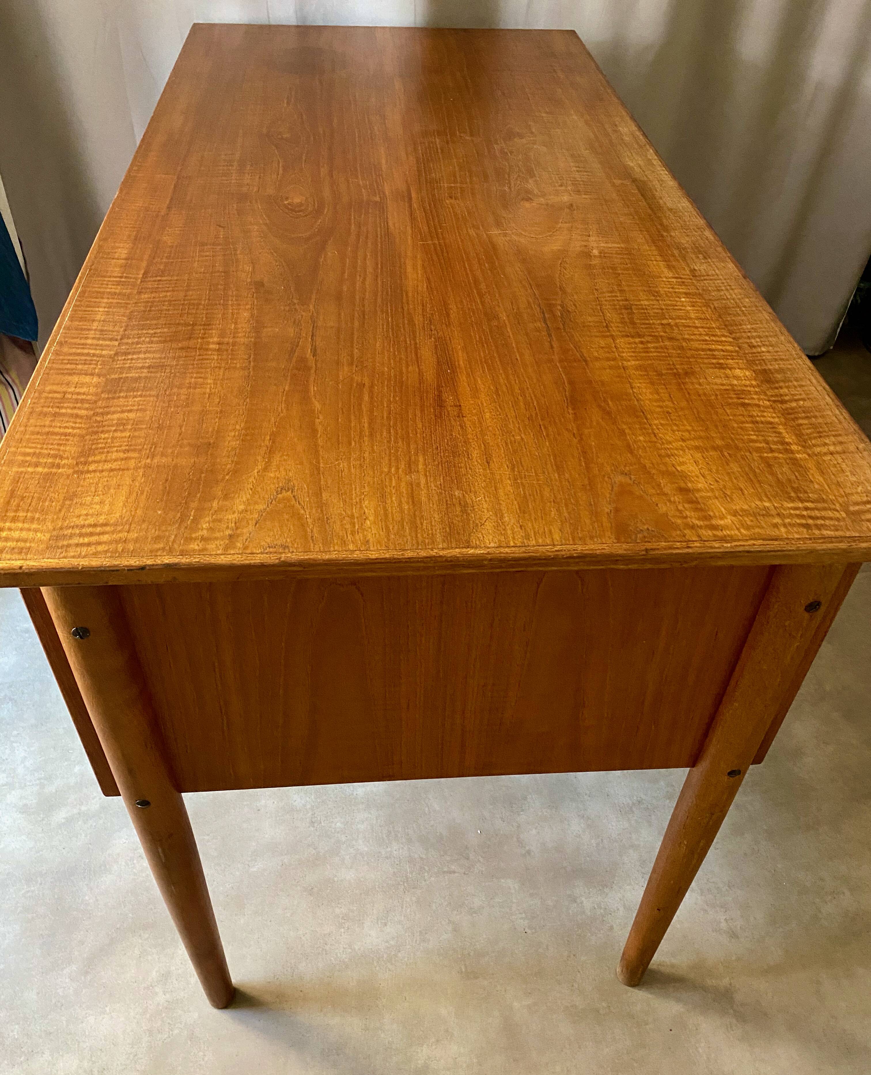 Vintage 1960s double-sided Scandinavian teak desk