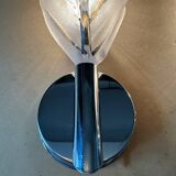 70s glass and chrome metal leaf wall lights